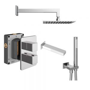 Abacus PK5 Square Chrome Three Outlet Concealed Thermostatic Shower Pack