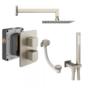 Abacus PK6 Square Brushed Nickel Three Outlet Concealed Thermostatic Shower Pack