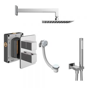 Abacus PK6 Square Chrome Three Outlet Concealed Thermostatic Shower Pack