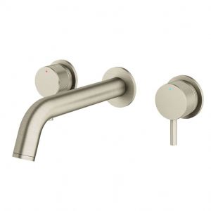 Abacus Iso Pro Brushed Nickel 3 Hole Wall Mounted Basin Mixer Tap