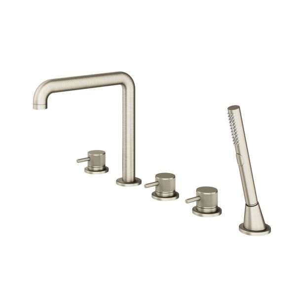 Abacus Iso Pro Brushed Nickel 5 Hole Deck Mounted Bath Shower Mixer Tap