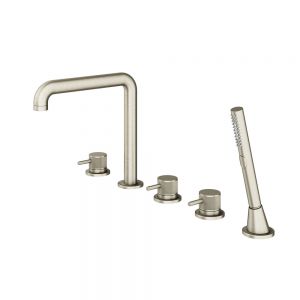 Abacus Iso Pro Brushed Nickel 5 Hole Deck Mounted Bath Shower Mixer Tap