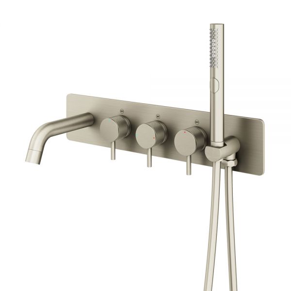 Abacus Iso Pro Brushed Nickel Thermostatic Wall Mounted Bath Shower Mixer Tap