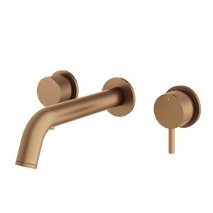 Abacus Iso Pro Brushed Bronze 3 Hole Wall Mounted Basin Mixer Tap