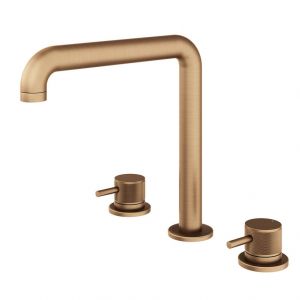 Abacus Iso Pro Brushed Bronze 3 Hole Deck Mounted Basin Mixer Tap