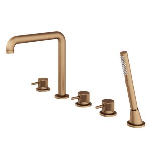 Abacus Iso Pro Brushed Bronze 5 Hole Deck Mounted Bath Shower Mixer Tap
