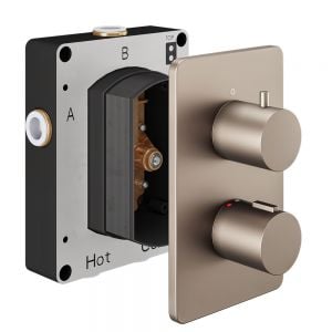 Abacus Brushed Nickel Single Outlet Round Thermostatic Shower Valve