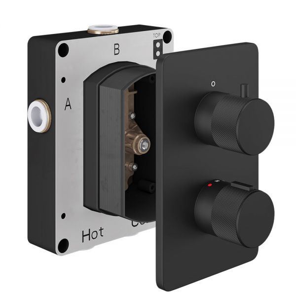 Abacus Iso Pro Matt Black Single Outlet Thermostatic Shower Valve