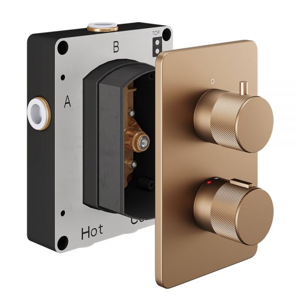 Abacus Iso Pro Brushed Bronze Two Outlet Thermostatic Shower Valve