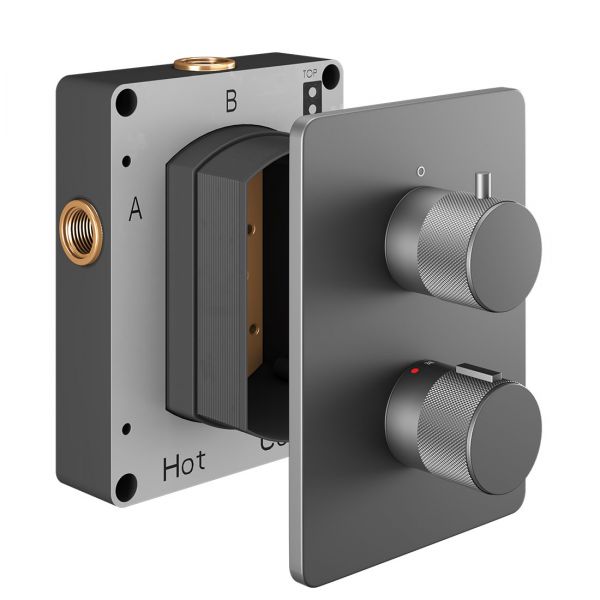 Abacus Iso Pro Anthracite Single Outlet Round Thermostatic Shower Valve