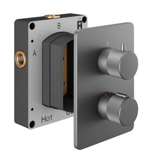 Abacus Iso Pro Anthracite Two Outlet Round Thermostatic Shower Valve
