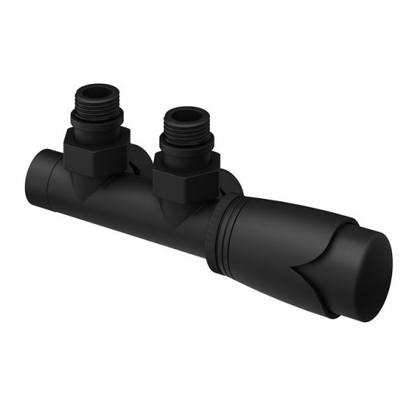 Abacus Ultima Euro50 Matt Black Angled 50mm Thermostatic Radiator Valve