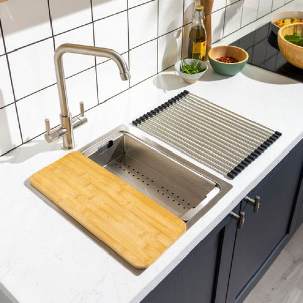 Abode System Sync Half Bowl Stainless Steel Kitchen Sink #5
