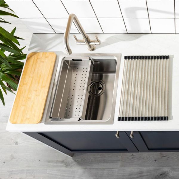 Abode System Sync Half Bowl Stainless Steel Kitchen Sink #6