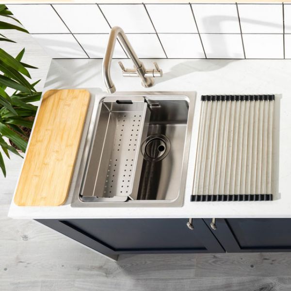 Abode System Sync Large Single Bowl Stainless Steel Kitchen Sink #8