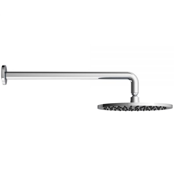 Abacus Chrome 250mm Round Shower Head with Wall Mounted Shower Arm