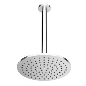 Abacus Chrome 250mm Round Shower Head with Ceiling Mounted Shower Arm