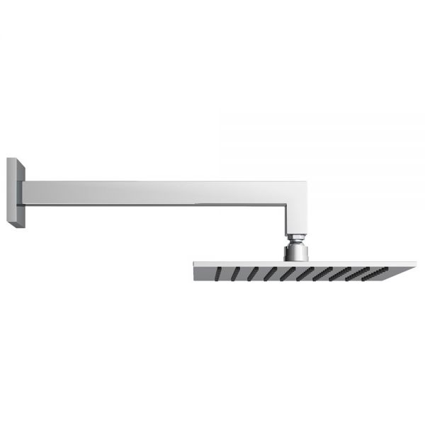 Abacus Chrome 250mm Square Shower Head with Wall Mounted Shower Arm