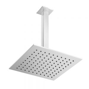 Abacus Chrome 250mm Square Shower Head with Ceiling Mounted Shower Arm