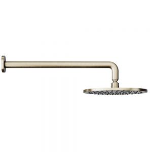 Abacus Brushed Nickel 250mm Round Shower Head with Wall Mounted Shower Arm