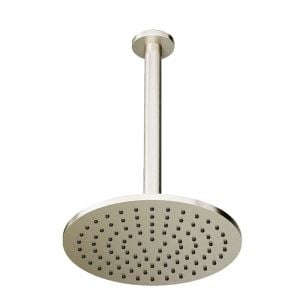 Abacus Brushed Nickel 250mm Round Shower Head with Ceiling Mounted Shower Arm