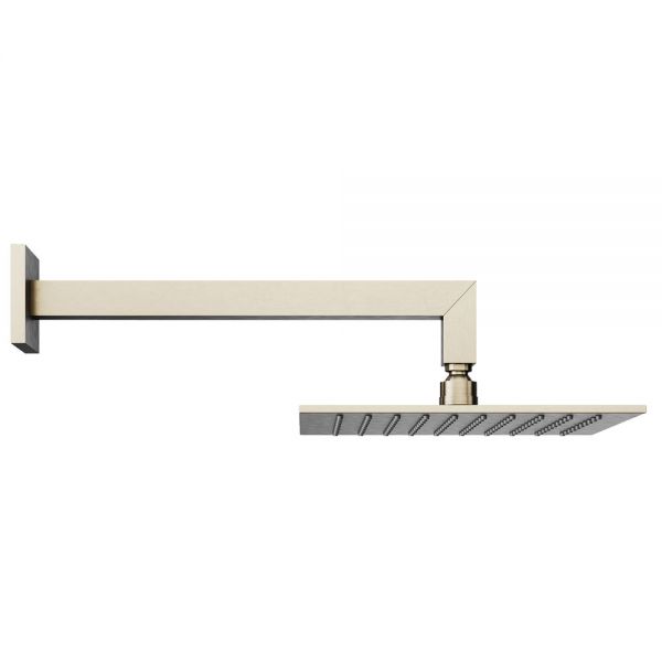 Abacus Brushed Nickel 250mm Square Shower Head with Wall Mounted Shower Arm