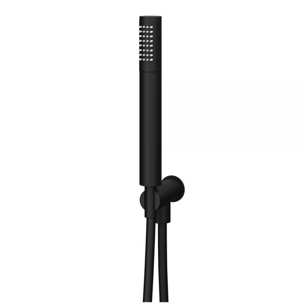 Abacus Matt Black Round Shower Kit with Wall Outlet, Handset and Hose