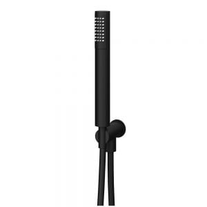 Abacus Matt Black Round Shower Kit with Wall Outlet, Handset and Hose