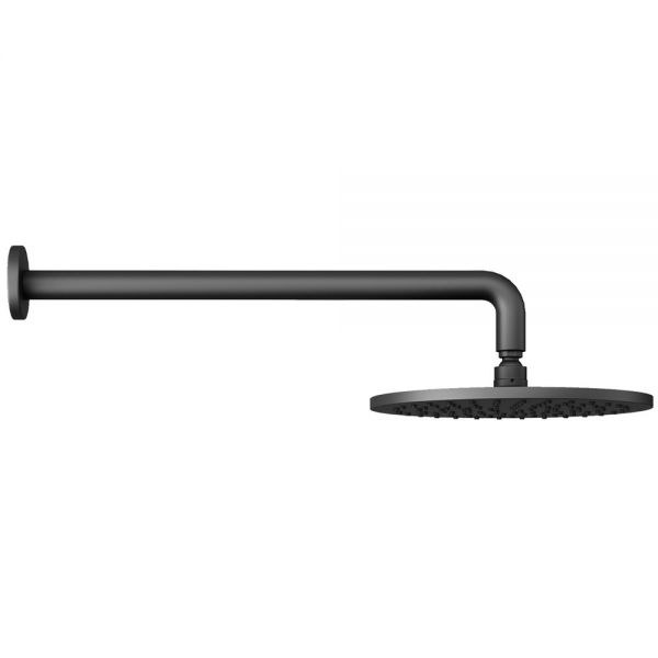 Abacus Matt Black 250mm Round Shower Head with Wall Mounted Shower Arm
