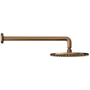 Abacus Brushed Bronze 250mm Round Shower Head with Wall Mounted Shower Arm