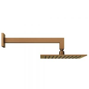 Abacus Brushed Bronze 250mm Square Shower Head with Wall Mounted Shower Arm