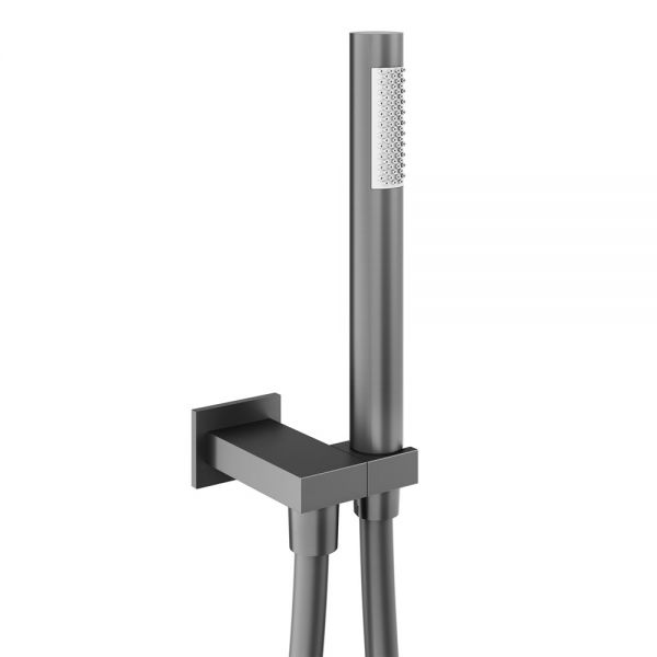 Abacus Anthracite Square Shower Kit with Wall Outlet, Handset and Hose