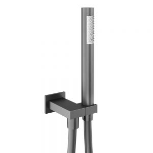 Abacus Anthracite Square Shower Kit with Wall Outlet, Handset and Hose