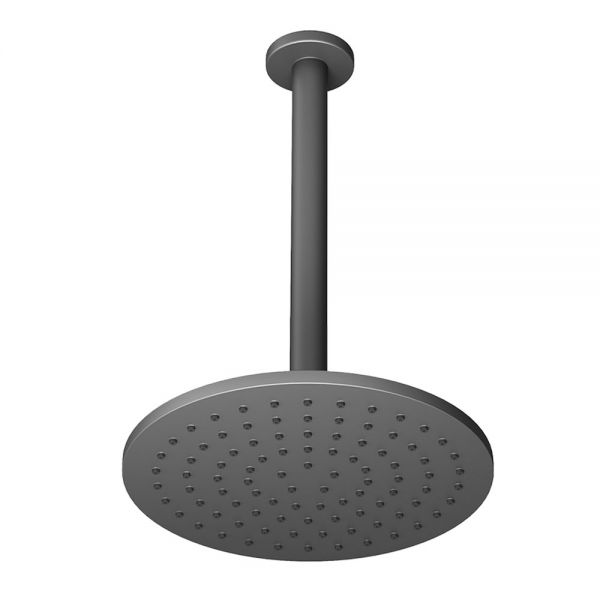 Abacus Anthracite 250mm Round Shower Head with Ceiling Mounted Shower Arm
