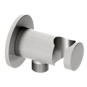 Abacus Chrome Round Wall Outlet Elbow with Hand Shower Holder