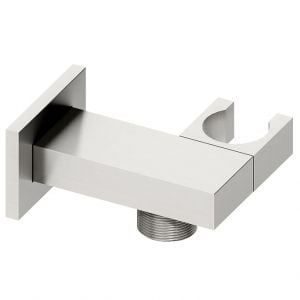 Abacus Chrome Square Wall Outlet Elbow with Hand Shower Holder