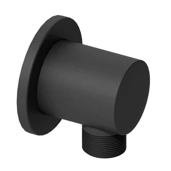 Abacus Matt Black Round Shower Wall Outlet Elbow