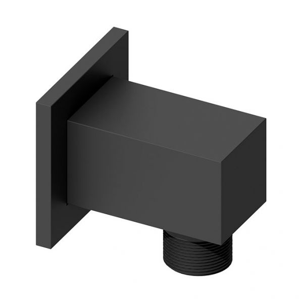 Abacus Matt Black Square Shower Wall Outlet Elbow