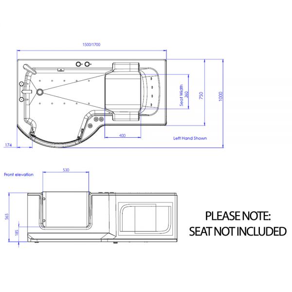 Louisiana 1700 Easy Access Walk In Shower Bath with Glass Door and Bath Screen #3