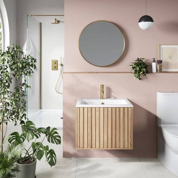 Apex Alfie Sonoma Oak 600 Wall Hung Vanity Unit and Basin #2