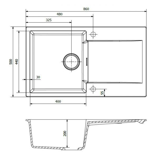 Reginox Amsterdam Pure White Single Bowl Inset Granite Kitchen Sink 860 x 500mm #2
