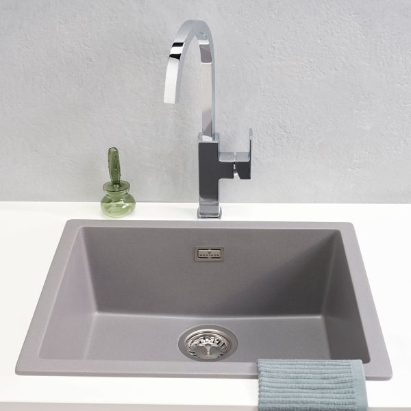Reginox Amsterdam Grey Silvery Single Bowl Granite Kitchen Sink 460 x 460mm #3