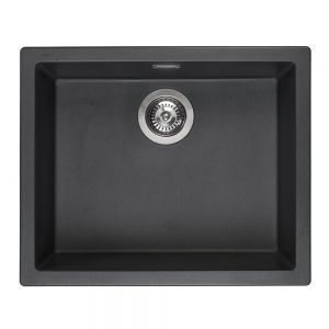 Reginox Amsterdam Black Silvery Single Bowl Granite Kitchen Sink 560 x 460mm