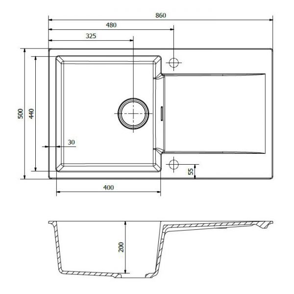 Reginox Amsterdam Grey 1 Bowl Granite Kitchen Sink 860 x 500mm #2