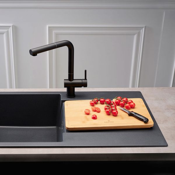 Reginox Amsterdam Black 1 Bowl Granite Kitchen Sink 860 x 500mm #5
