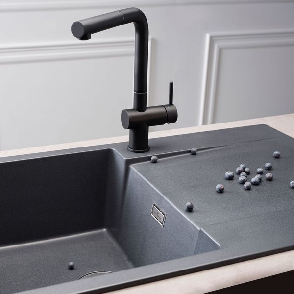 Reginox Amsterdam Black 1 Bowl Granite Kitchen Sink 860 x 500mm #6