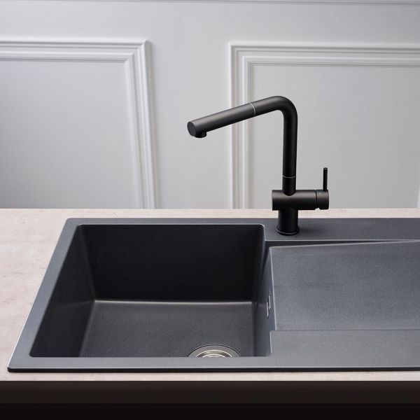Reginox Amsterdam Black 1 Bowl Granite Kitchen Sink 860 x 500mm #7