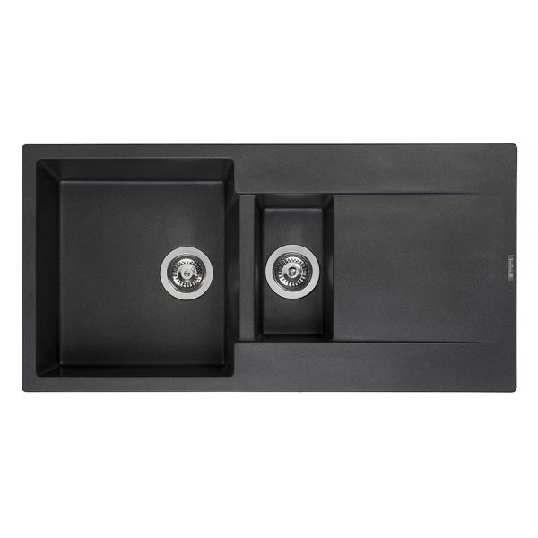 Reginox Amsterdam Black 1.5 Bowl Granite Kitchen Sink 1000 x 500mm