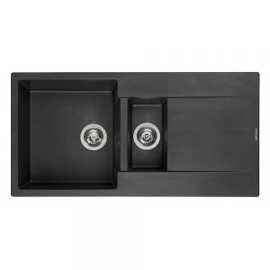 Reginox Amsterdam Black 1.5 Bowl Granite Kitchen Sink 1000 x 500mm