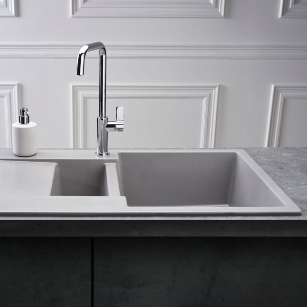 Reginox Amsterdam Grey 1.5 Bowl Granite Kitchen Sink 1000 x 500mm #4
